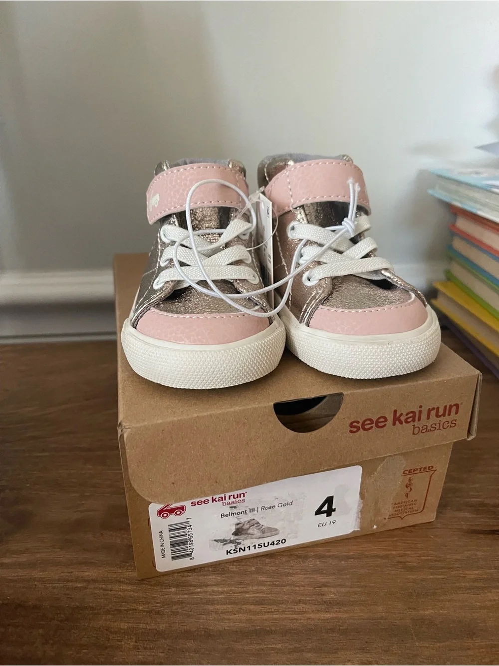 See Kai Run Metallic Pink High-Top Sneakers with Velcro Strap